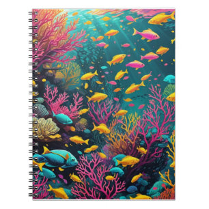 Tropical fish pop art notebook
