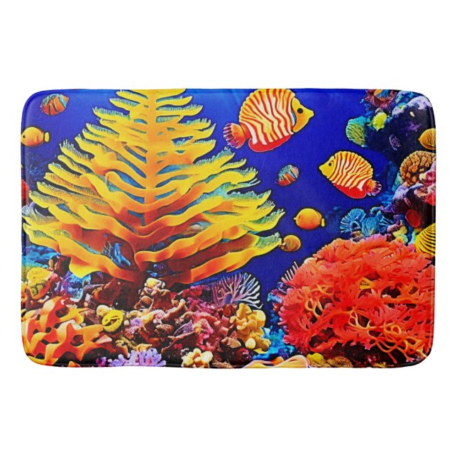 Tropical Fish Reef Underwater Life Bath Mat (Front)