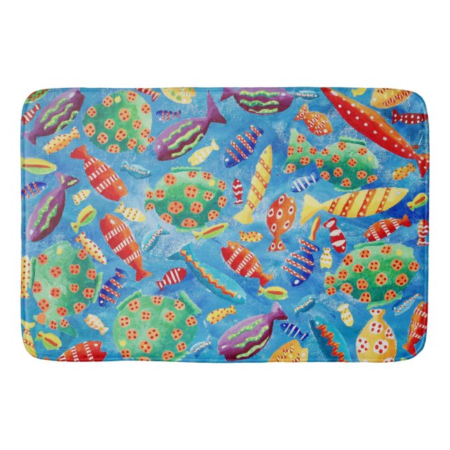 Tropical Fish Sea Life Underwater Bath Mat (Front)