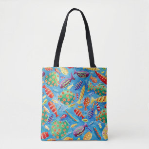 Tropical Fish Sea Life Underwater Nautical Tote Bag