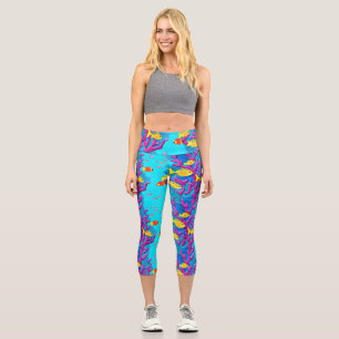 Tropical Fish Seamless Pattern Capri Leggings