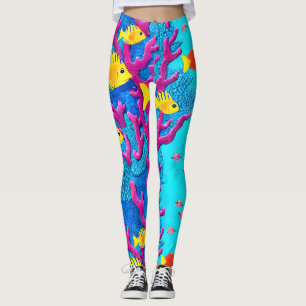 Tropical Fish Seamless Pattern Leggings