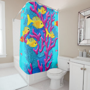 Tropical Fish Seamless Pattern Shower Curtain
