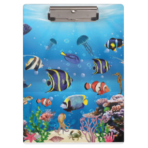 Tropical Fish swimming Seabed Clipboard