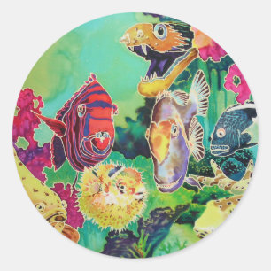 Tropical Fish Underwater Scene Classic Round Sticker