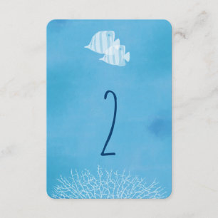 Tropical fish watercolor wedding table number