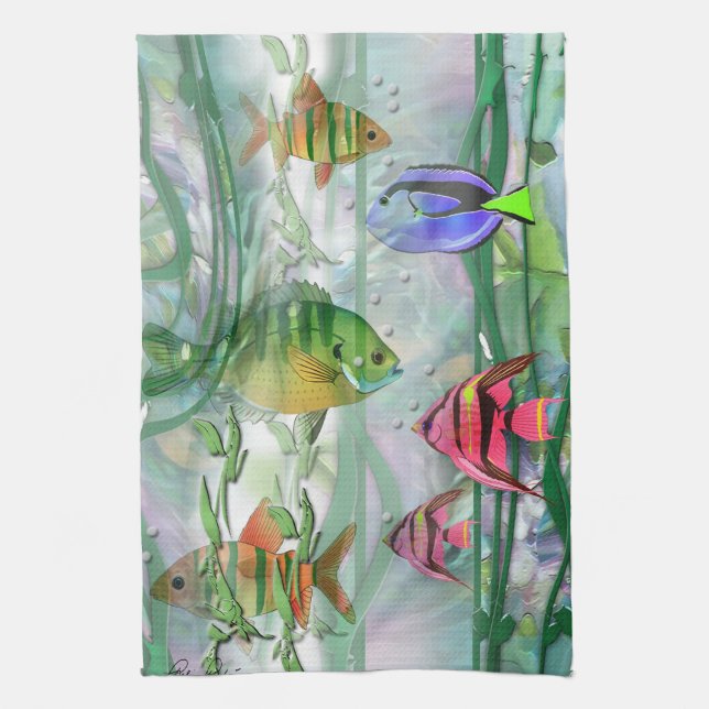 tropical Fishies MoJo Kitchen Towel (Vertical)
