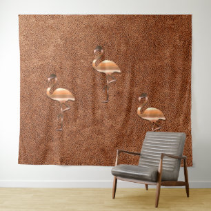 Tropical Flair Gold Flamingo Tapestry