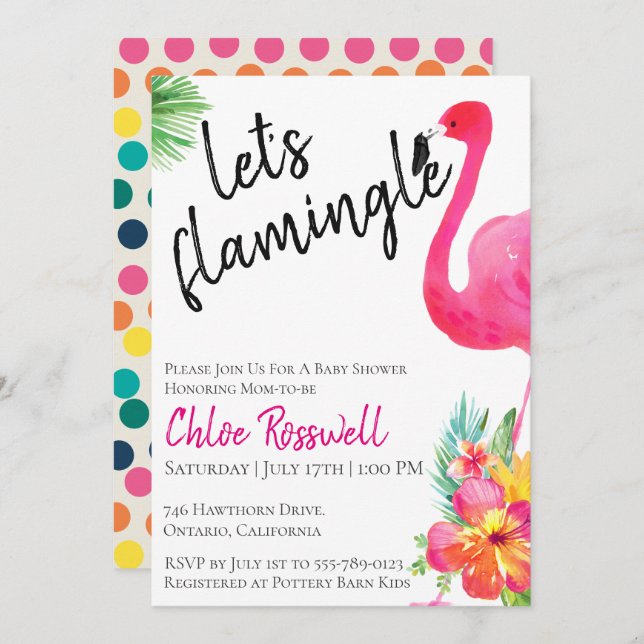 Tropical Flamingle Baby Shower Invitation (Front/Back)