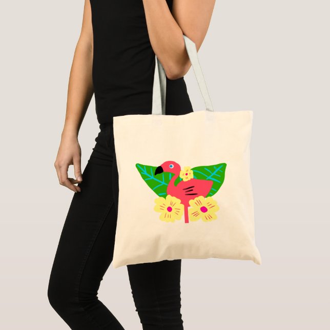 Tropical Flamingo and Flowers Tote Bag (Front (Product))