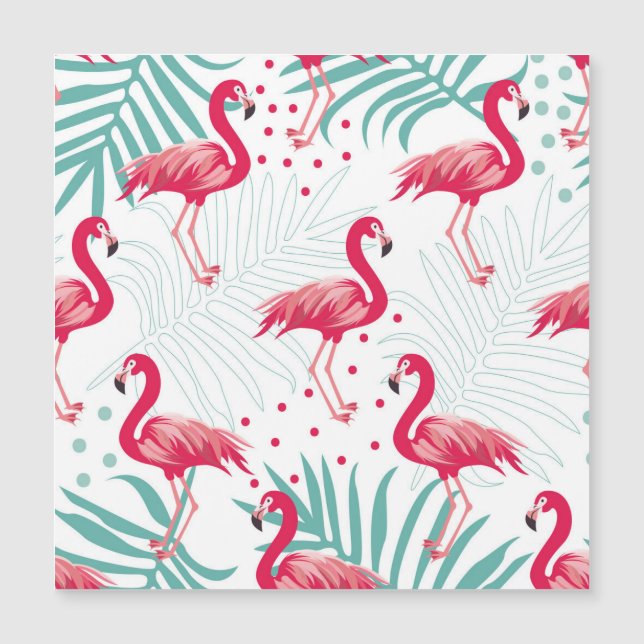 Tropical flamingo and leaves, summer pattern. (Front)