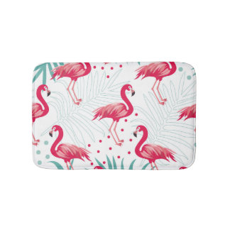 Tropical flamingo and leaves, summer pattern. bath mat