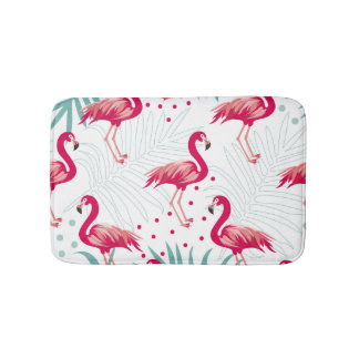 Tropical flamingo and leaves, summer pattern. bath mat