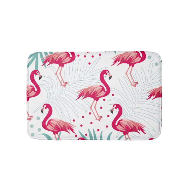 Tropical flamingo and leaves, summer pattern. bath mat (Front)