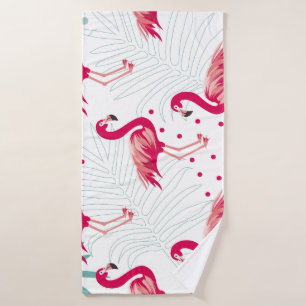 Tropical flamingo and leaves, summer pattern. bath towel
