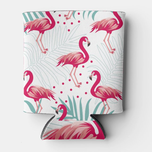 Tropical flamingo and leaves, summer pattern. can cooler (Front)