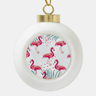 Tropical flamingo and leaves, summer pattern. ceramic ball christmas ornament