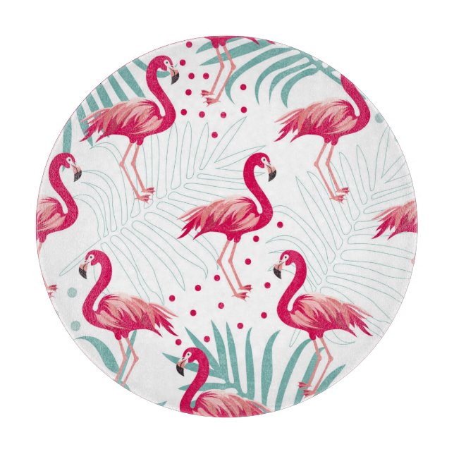 Tropical flamingo and leaves, summer pattern. cutting board (Front)