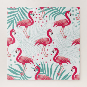 Tropical flamingo and leaves, summer pattern. jigsaw puzzle