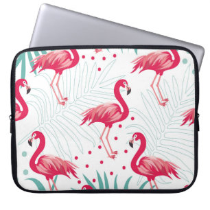 Tropical flamingo and leaves, summer pattern. laptop sleeve