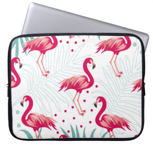 Tropical flamingo and leaves, summer pattern. laptop sleeve
