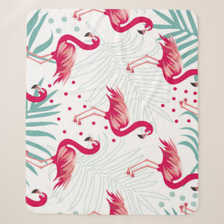Tropical flamingo and leaves, summer pattern. sherpa blanket