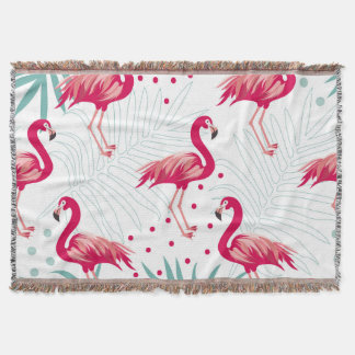 Tropical flamingo and leaves, summer pattern. throw blanket