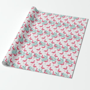 Tropical flamingo and leaves, summer pattern. wrapping paper