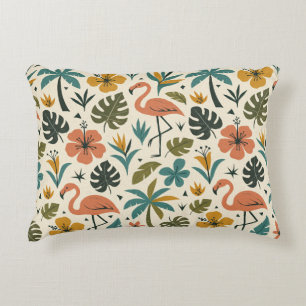 Tropical Flamingo and Palm Tree Pattern Decorative Cushion