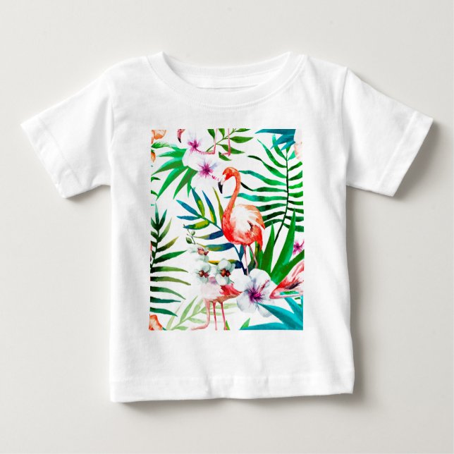 Tropical flamingo art baby T-Shirt (Front)