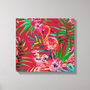 Tropical flamingo art canvas print