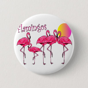 Tropical Flamingo Art Gifts 6 Cm Round Badge