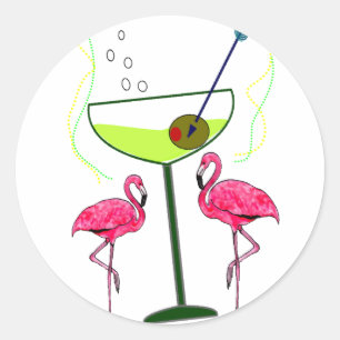 Tropical Flamingo Art Gifts Classic Round Sticker