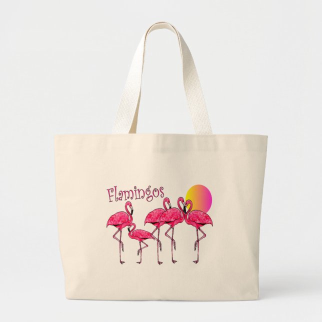 Tropical Flamingo Art Gifts Large Tote Bag (Front)