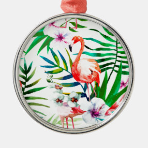 Tropical flamingo art metal tree decoration