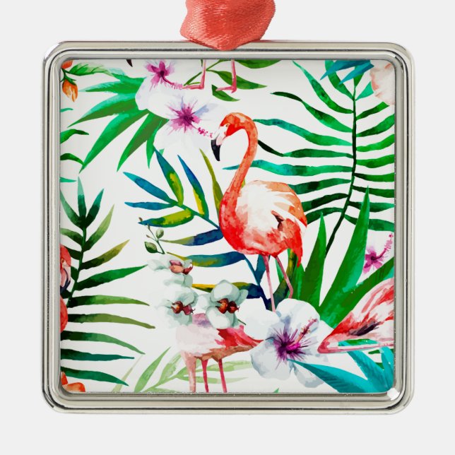 Tropical flamingo art metal tree decoration (Front)