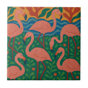 Tropical Flamingo Artwork Tile