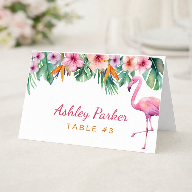 Tropical Flamingo Baby Shower Guest Table Card (Table Number Card)