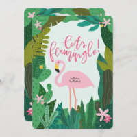 TROPICAL FLAMINGO BABY SHOWER INVITATION