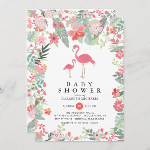 Tropical Flamingo Baby Shower Invitation