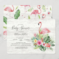 Tropical Flamingo Baby shower Invitation