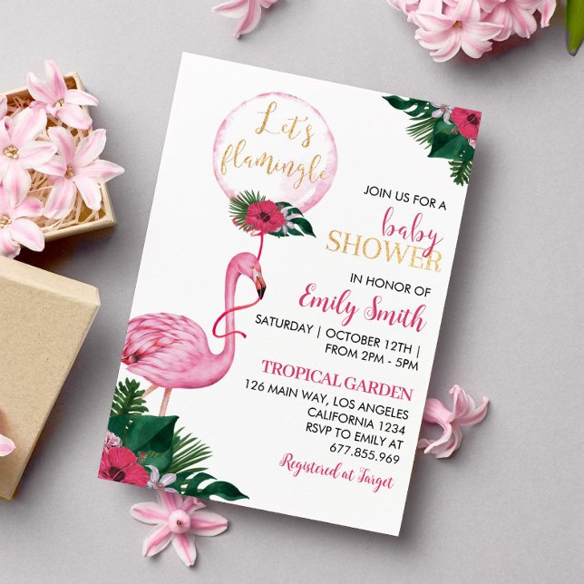 Tropical Flamingo Baby Shower Invitation (Creator Uploaded)