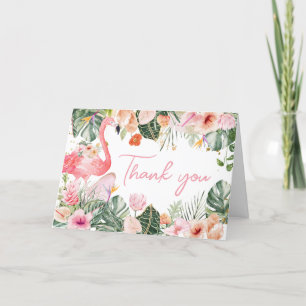 Tropical Flamingo Baby Shower  Thank You Card