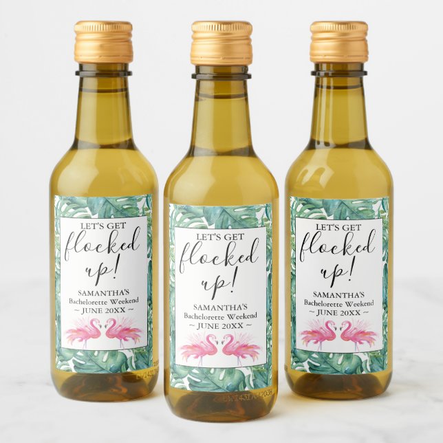 Tropical Flamingo Bachelorette Party Wine Labels (Bottles)