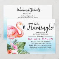 Tropical Flamingo Bachelorette Weekend Invitation
