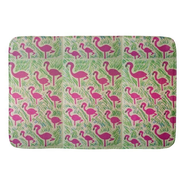 Tropical Flamingo Bath Mat (Front)