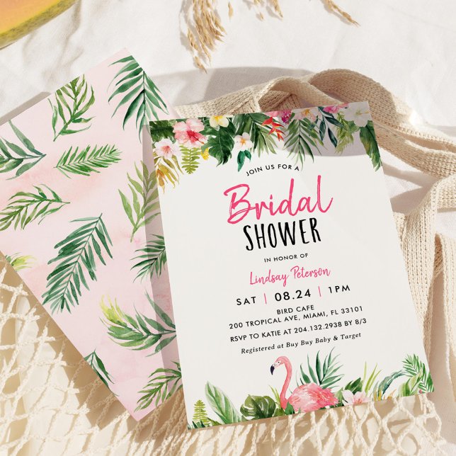 Tropical Flamingo Beach Bridal Shower Invitation (Creator Uploaded)