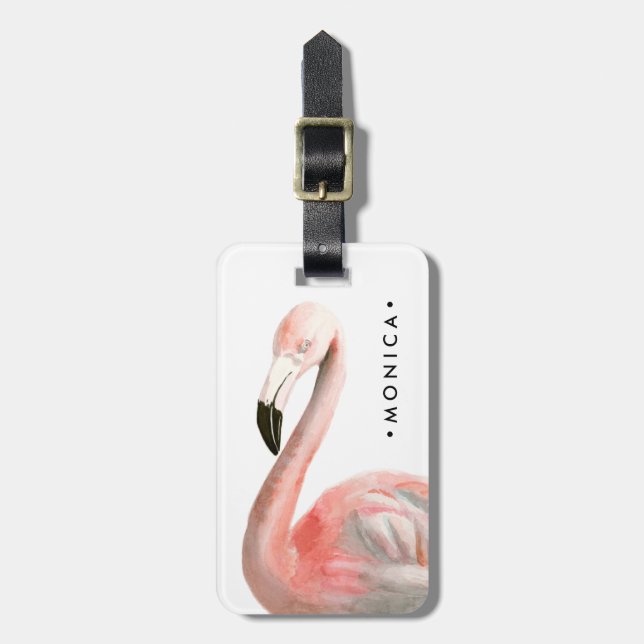 Tropical Flamingo Bird Luggage Tag (Front Vertical)
