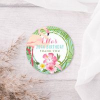 Tropical Flamingo Birthday Thank You