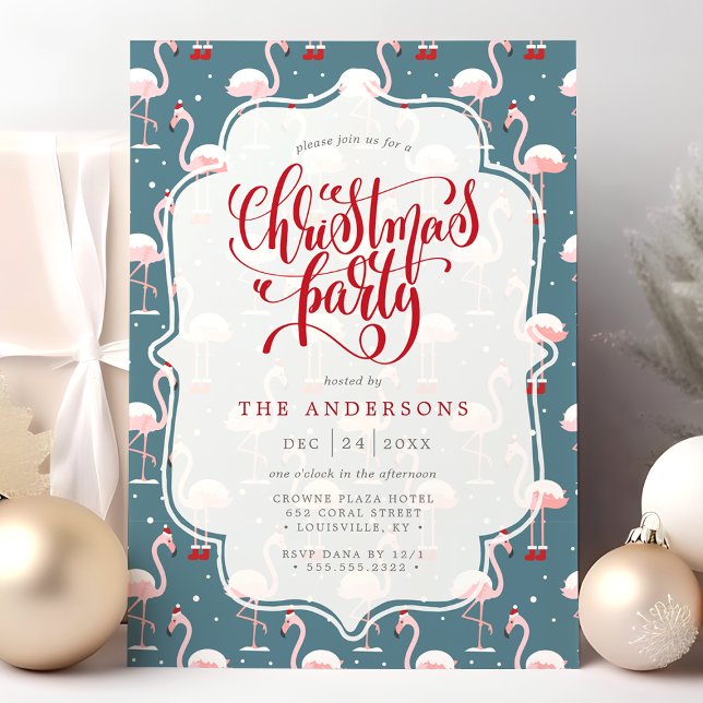 Tropical Flamingo Christmas Party  Invitation (Creator Uploaded)
